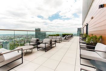 Resident rooftop with city views
